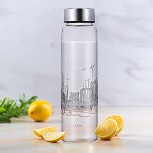 Borosil Artisan 1 L Wide Mouth Glass Bottle with Metal Lid | 100% ...