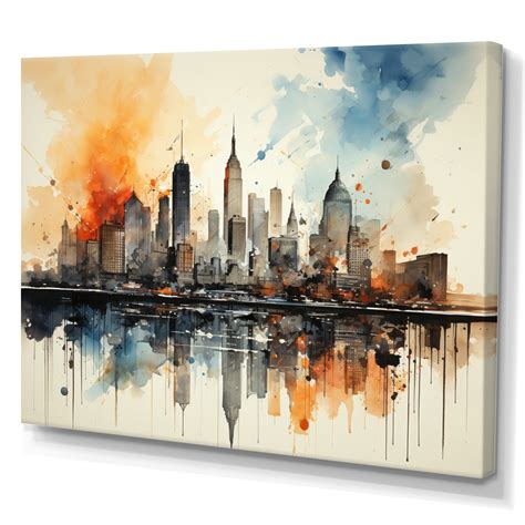 Latitude Run® Colorful Nyc Cityscape Watercolor II - New York City Wall ...