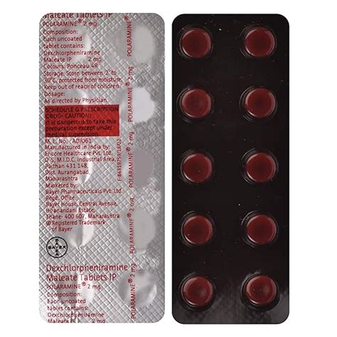 Polaramine 2mg - Strip of 10 Tablets : Amazon.in: Health & Personal Care