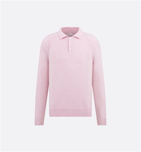 Dior Icons Long-Sleeved Polo Shirt Blue Cashmere Jersey | DIOR