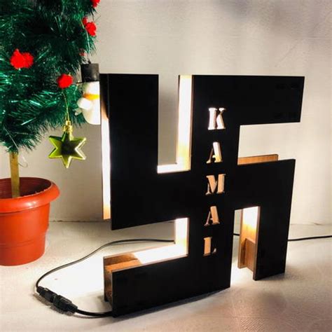 Customized Swastik Religious Name Board – MyPhotoPrint.in