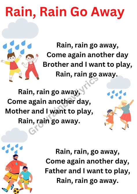 Rain rain go away rhyme | Rhymes for kids, English poems for kids ...