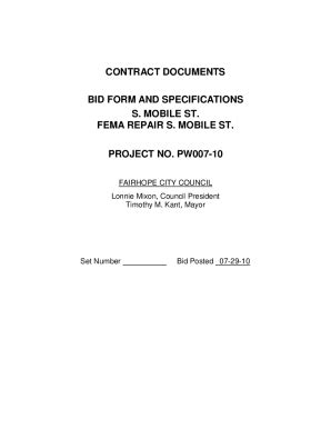 Fillable Online CONTRACT DOCUMENTS BID FORM AND SPECIFICATIONS S ...