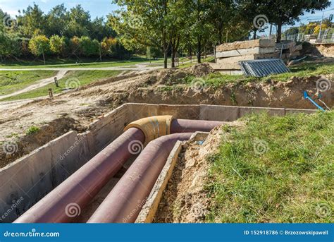 Underground Pipe Installation. Underground Utility and Services Pipe ...
