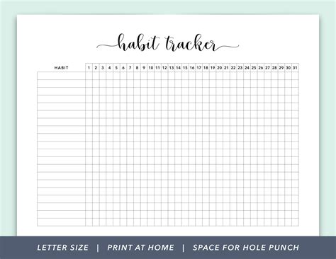 Habit Tracker Printable Template - Free Printable Download