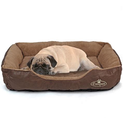 Easipet Dog Pet Bed Small-XXLarge Faux Leather Fleece in Brown
