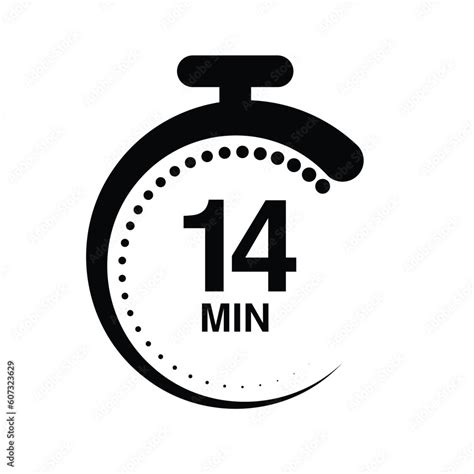 14 minutes timer stopwatch vector illustration isolated on white ...