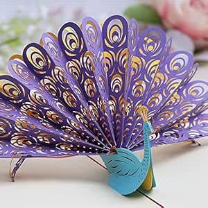 ZoCr Peacock Birthday Cards,Laser Cut Handmade 3D Cards Greeting Cards ...