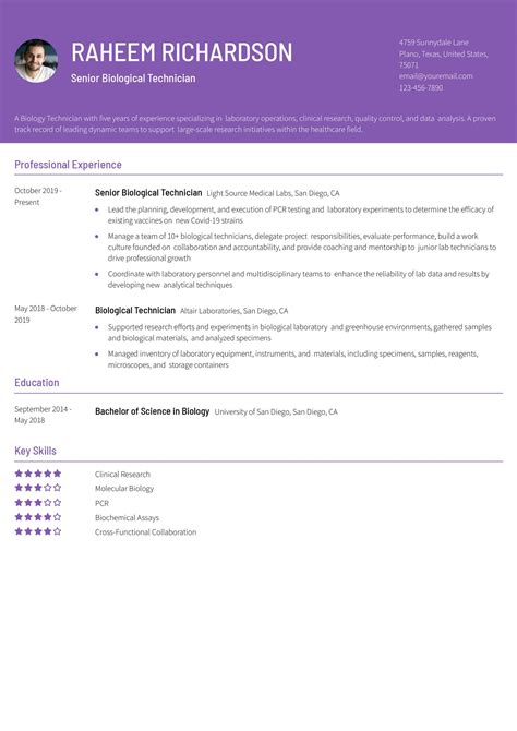 Biotechnology Resume Examples 的图像结果