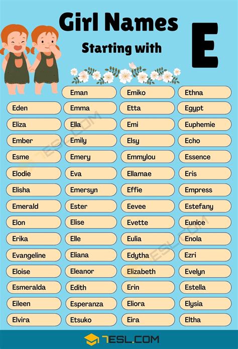 150+ Pretty Girl Names that Start with E in English • 7ESL