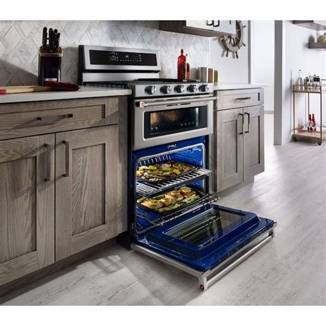 KitchenAid 30-in 4.2-cu ft / 2.5-cu ft Convection Oven Freestanding ...