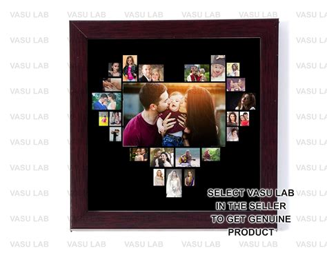 Generic 12In X 12 In Personalised Photo Collage Heart Shaped Love ...