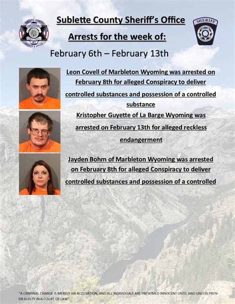 MugShot Monday Weekly Arrest List | Sublette County - Official Website
