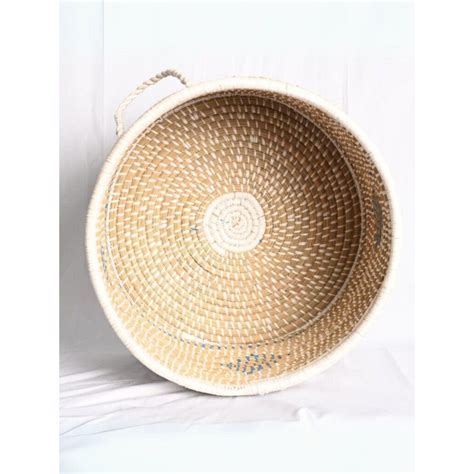 Buy KADAM HAAT White Striped Textured Moonj Grass Handmade Declutter ...