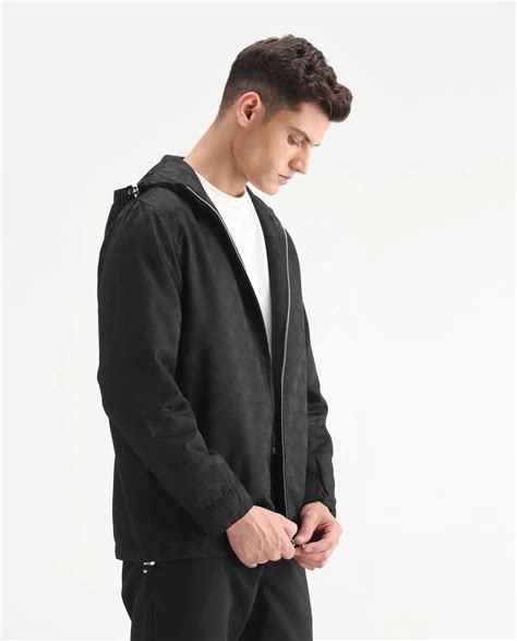 Rare Rabbit Men's Sappon-25 Black Polyester Monogram Print Boxy Fit Fu
