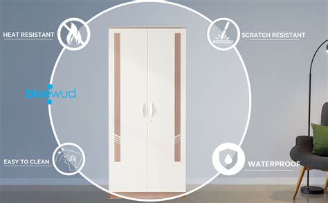 BLUEWUD Andrie Engineered Wood 2 Door Wardrobe/Clothes Storage Rack ...