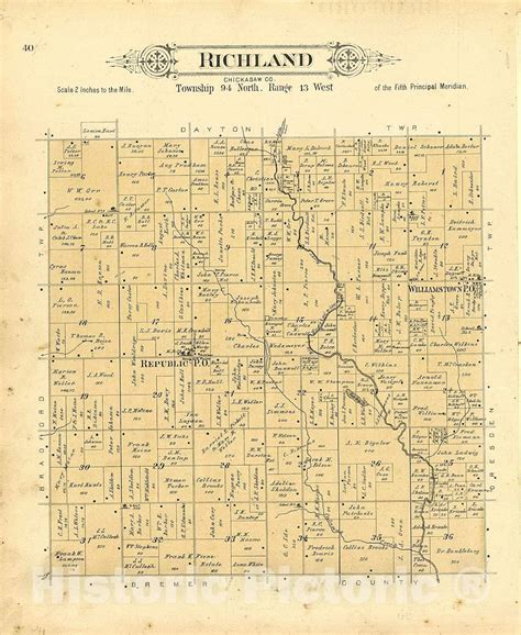 Amazon.com: Historic 1892 Wall Map - Plat Book of Chickasaw County ...