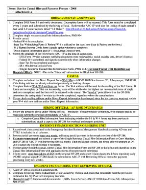 Fillable Online fs usda us forest service online casual hire form Fax ...