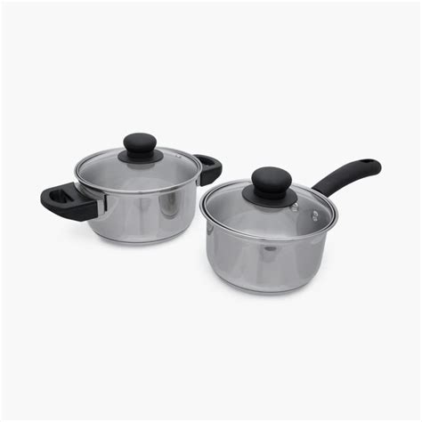 Buy Medleys Silver Stainless Steel Cookware With Lid - Set of 2 from ...