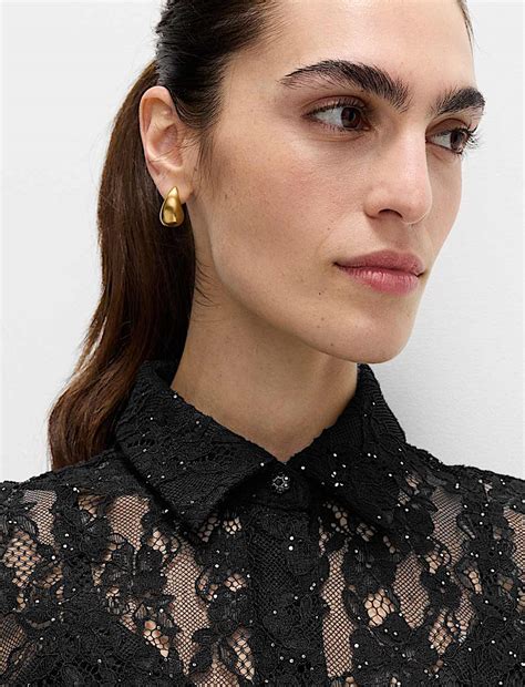 Buy Lace Embellished Detail Collared Shirt at Marks & Spencer