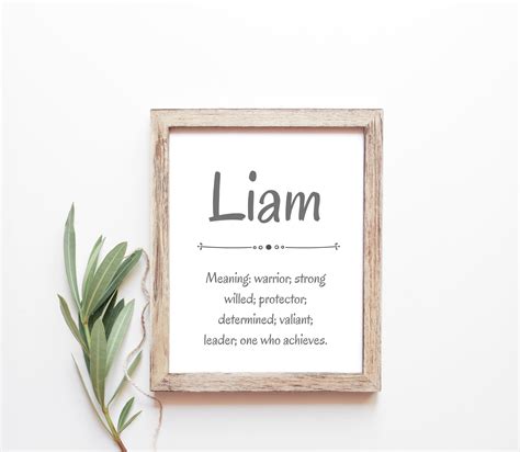 Liam Baby Name Meaning Baby Names Nursery Sign Boy Names Printables ...
