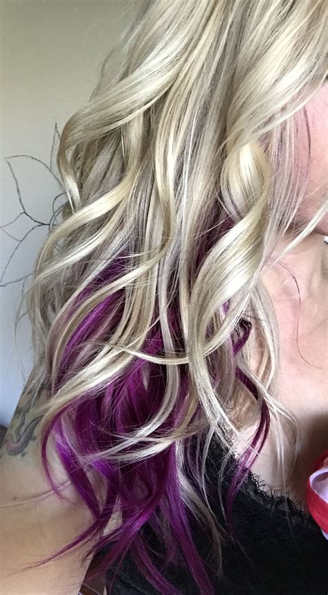 Fuschia peekaboo hair. Blonde hair. Purple hair. Deep pink hair. ©Hair ...