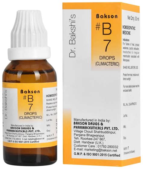 Bakson's Homoeopathy B7 Climacteric Drop
