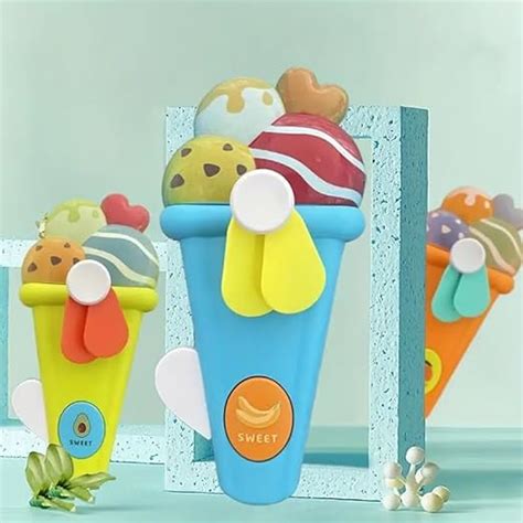 Buy SAJANI Kids Ice Cream Shape Portable Hand Press Fan Toy, Ice Cream ...