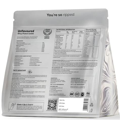 Buy Best Unflavoured Whey Protein Isolate - 1 Kg | Wellbeing Nutrition