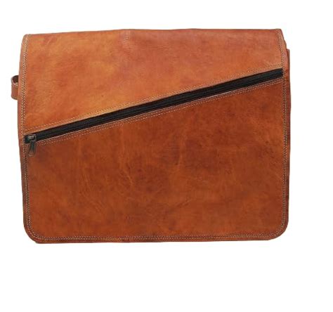 pranjals house Leather Laptop Messenger Bag with Zipper Brown Size 38 ...
