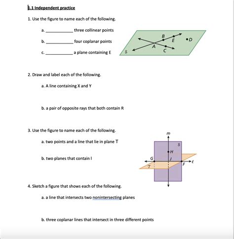 Solved 1.1 Independent practice 1. Use the figure to name | Chegg.com