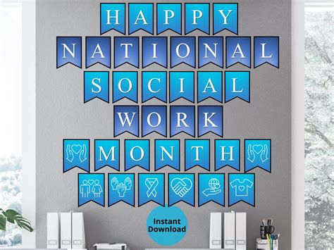 National social work month printable wall banner social worker ...