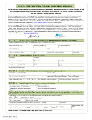 Fillable Online Health Care Practicum Funding Application. Form to ...