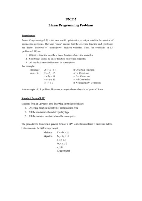 Linear Programming Problems: Introduction to Optimization Techniques ...