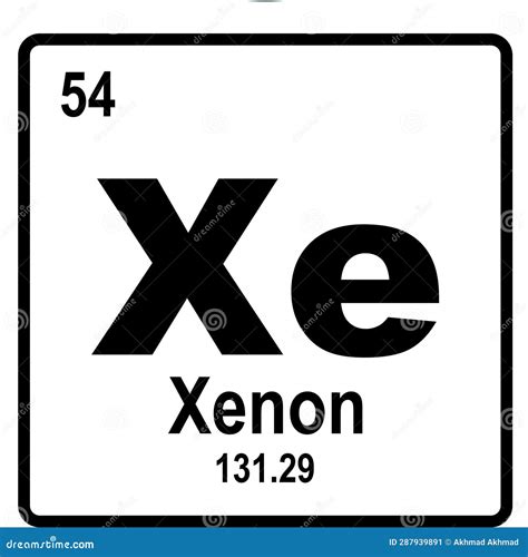 Xenon As Element 54 Of The Periodic Table 3D Illustration On Red Background Royalty-Free Cartoon ...