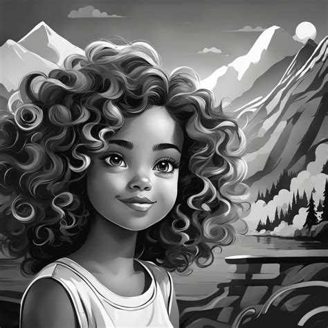 AI tool generated free images a girl with curly hair, black - Simplified
