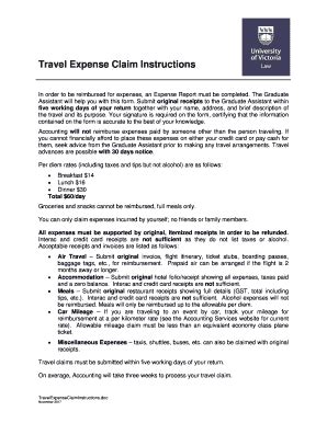 Fillable Online Travel Expense Claim Instructions Fax Email Print ...