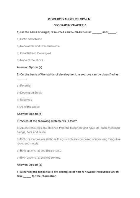 Resources AND Development - RESOURCES AND DEVELOPMENT GEOGRAPHY CHAPTER ...