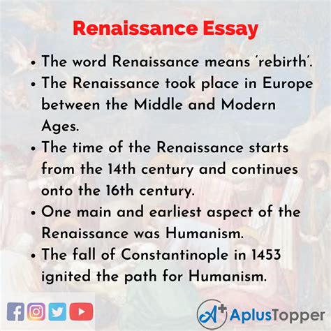 Renaissance Essay | Essay on Renaissance for Students and Children in ...