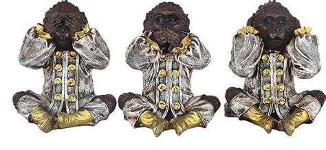 Bajrangi Handicrafts Hand Crafted Antique Finish Set of 3 Monkey for ...