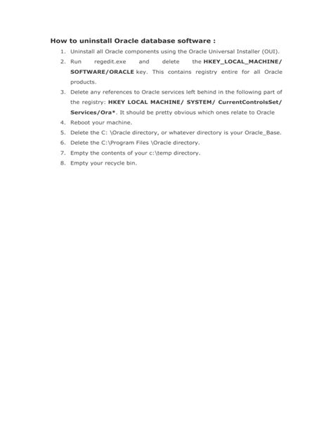 Image result for Uninstall Oracle Database