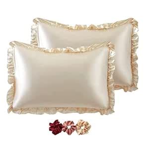 Buy GO WELL Ruffle Satin Pillowcase for Hair and Skin, Standard Size ...