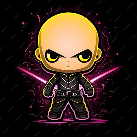 Premium Photo | Neon Character of Determined Chibi Boy With Buzz Cut ...