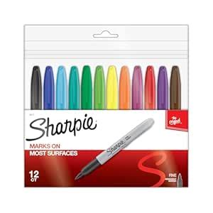 Sanford Sharpie Fine Point 30072 Permanent Markers (Assorted Colors) 12 ...