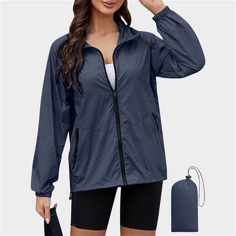 Fartey Plus Size Rain Jacket for Women Lightweight Waterproof ...