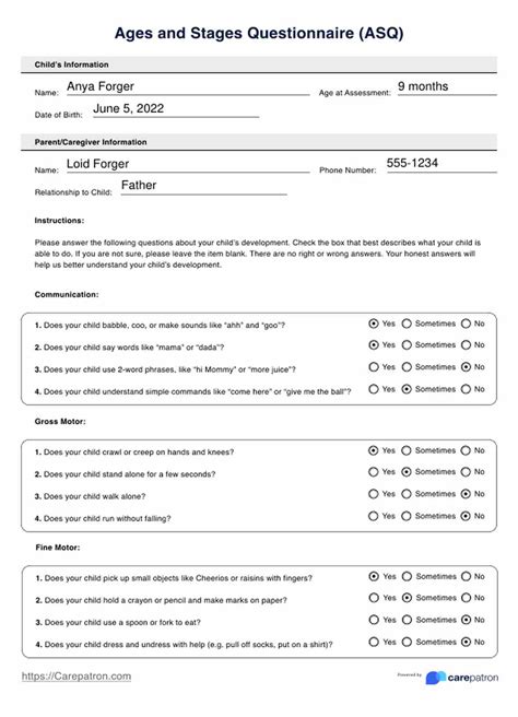 Ages And Stages Questionnaire Printable - prntbl ...