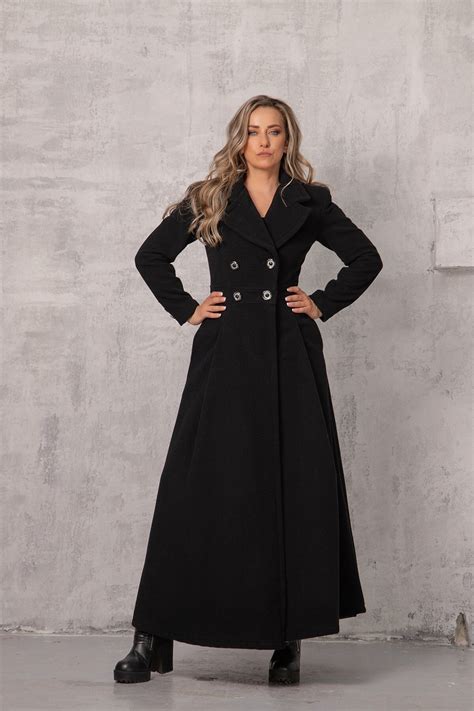 Long Black Victorian Coat Floor Length Winter Wool Coat Maxi - Etsy