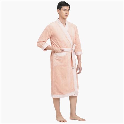Buy Spaces Medium Size Hygro Peach Textured Cotton Adult Bathrobe from ...