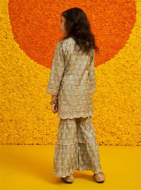 Mulmul Pima Satin Becca Green Kurta With Mulmul Pima Satin Becca Green