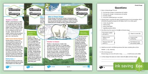 Climate Change Reading Comprehension LKS2 - Differentiated